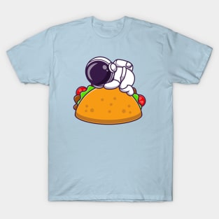 Astronaut Sleeping On Taco Food Cartoon T-Shirt